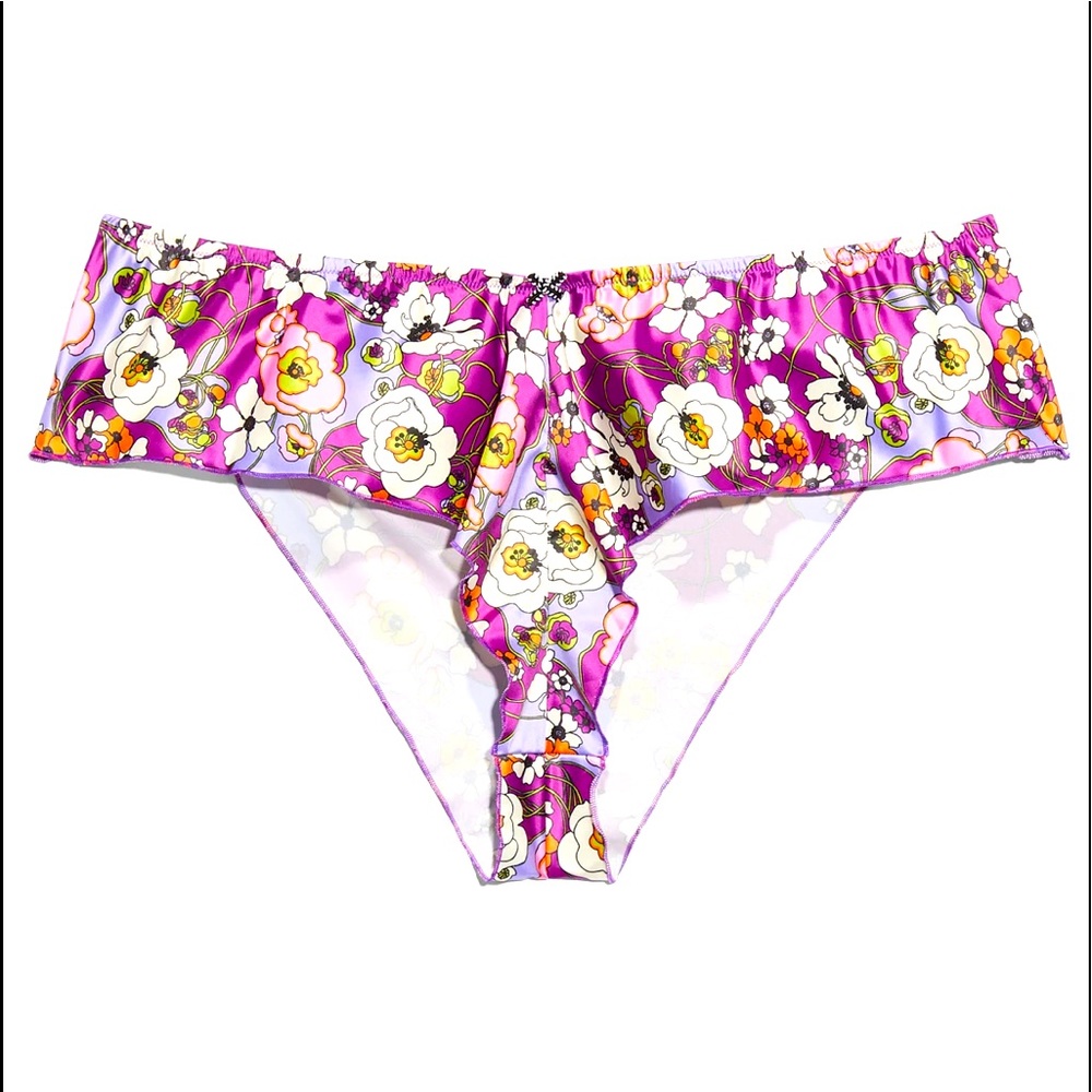 Savage X Fenty Mod Poppy Stretch-Satin Tap Short in Juicy Purple Flower 2X NWT
